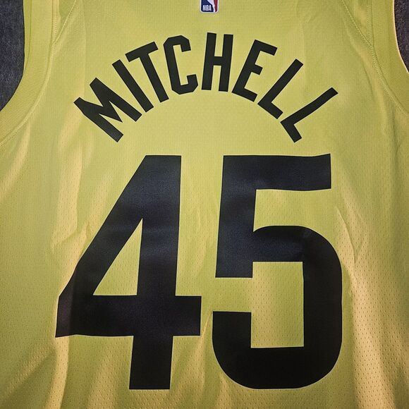 Nike Authentic Icon Jersey Donovan Mitchell Utah Jazz Yellow DV3767-729 Size 52 - Picture 10 of 11